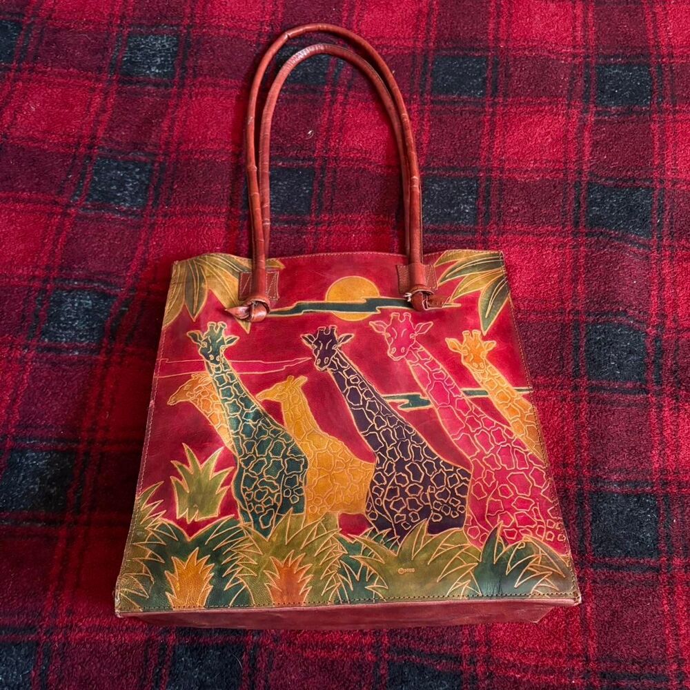 Red Vintage Emily Ann of Boca Raton leather tote bag